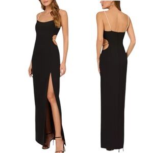 Liv Foster Faux Pearl Cutout Column Gown dress black - 8